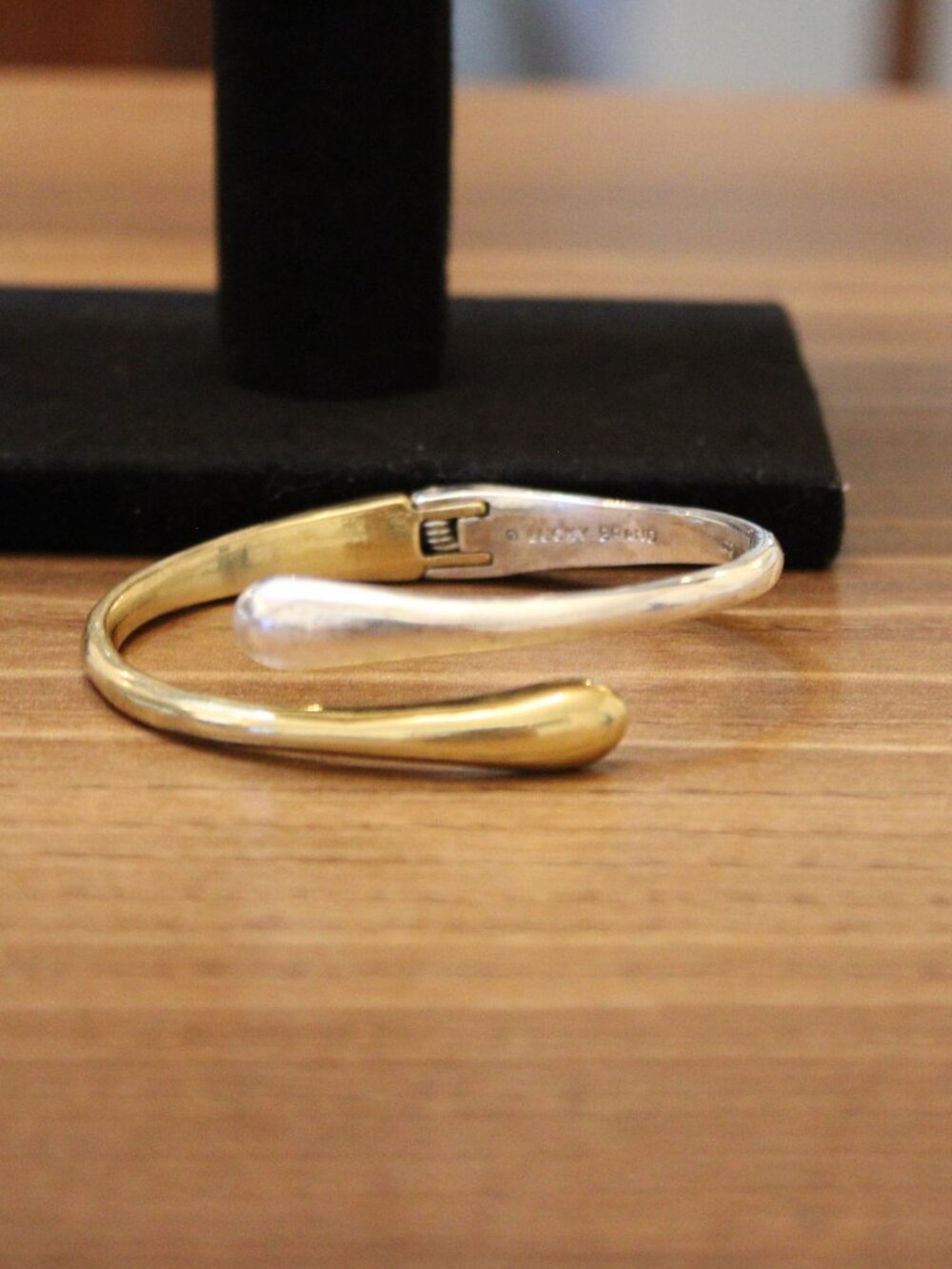 NWOT Lucky Brand Two Tone Gold Silver Hinged Bypass Cuff Bracelet